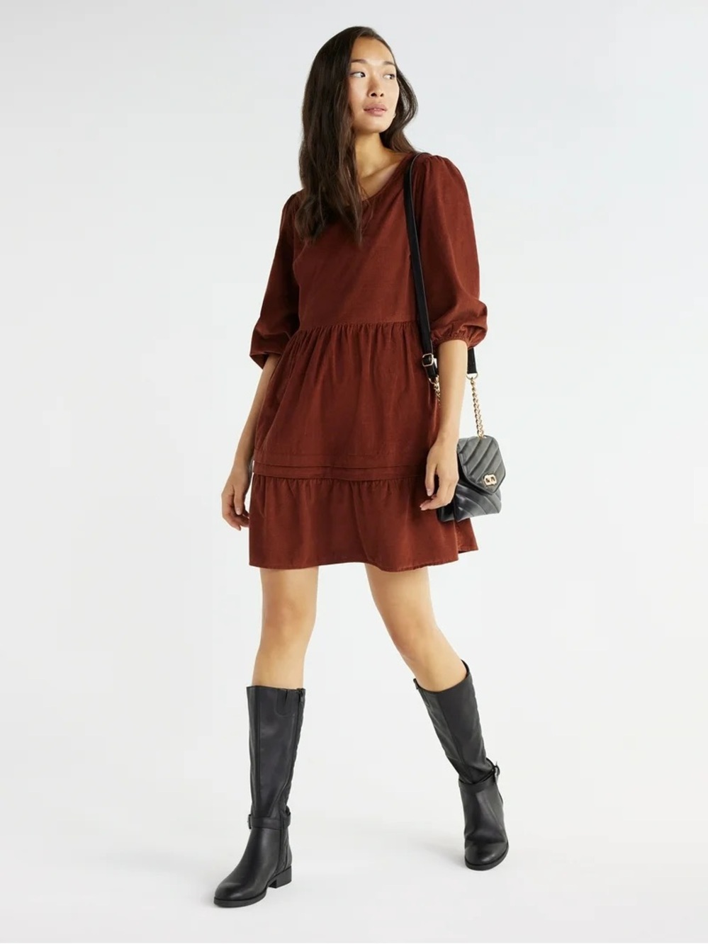 Time and Tru Women’s Corduroy Dress with 3/4 length slevees
